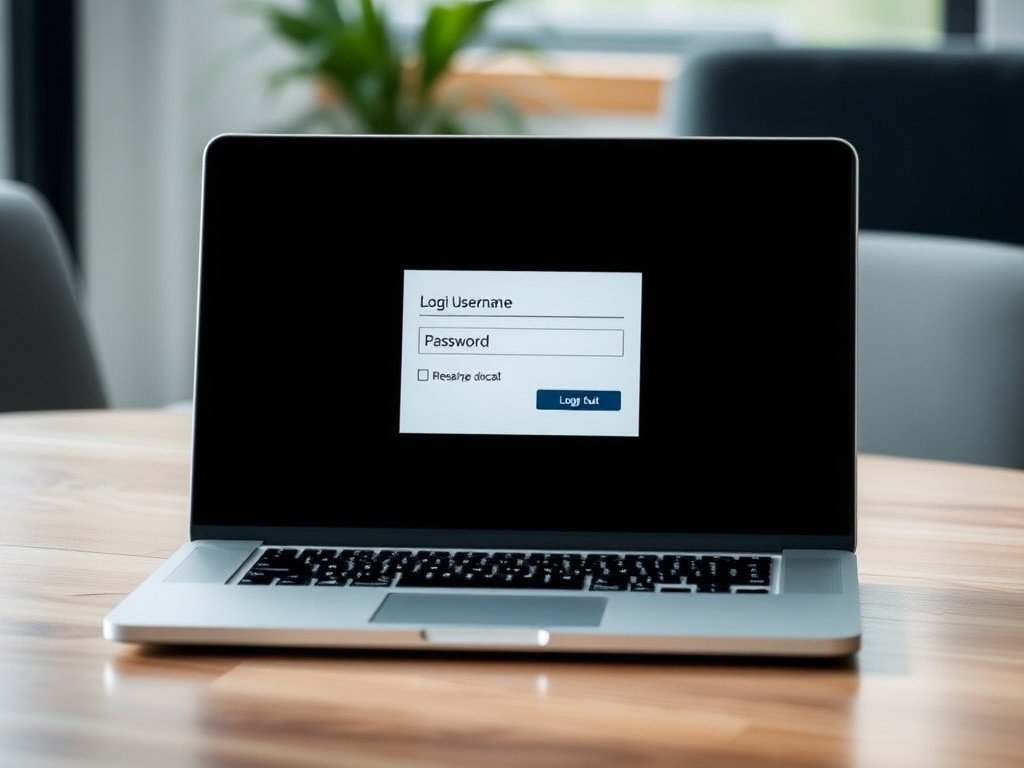 Laptop screen showing Xtream IPTV login page with setup credentials