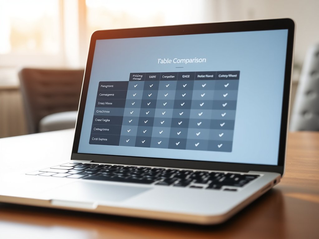 Comparison chart showing Xtream IPTV Subscription USA plans and pricing options on laptop screen