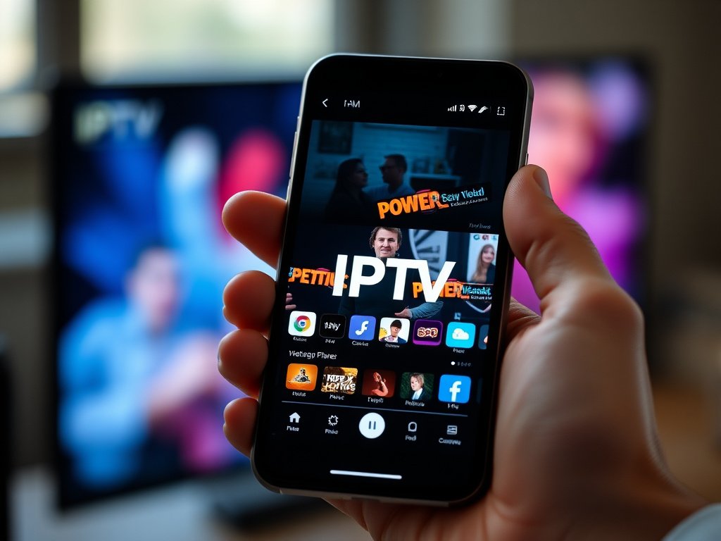 Hand holding smartphone running Stable Xtream IPTV Player streaming application