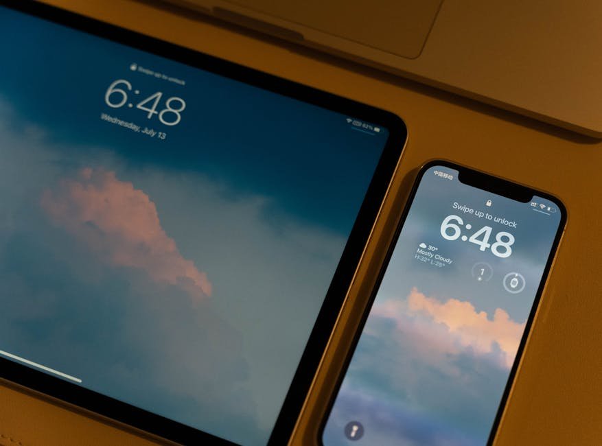 Multiple devices including smartphone tablet and TV showing synchronized Xtream IPTV content