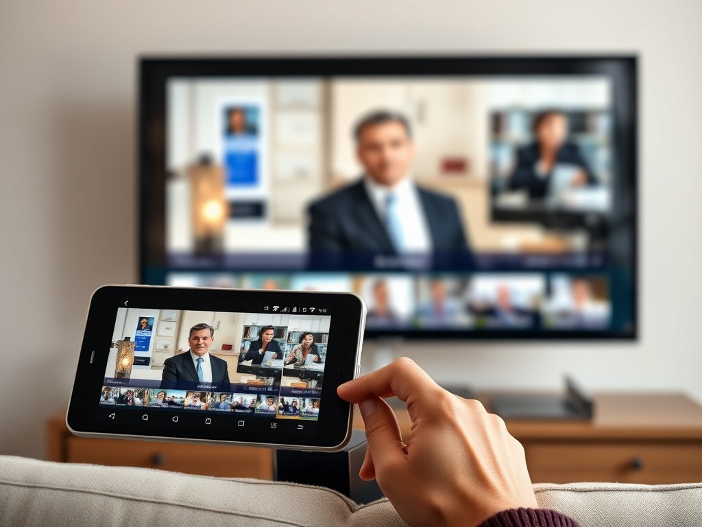 Multiple devices showing Xtream IPTV streaming on phone tablet and television