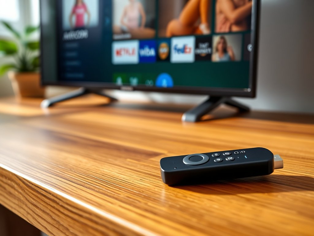 Premium IPTV setup process on Fire Stick device with remote control