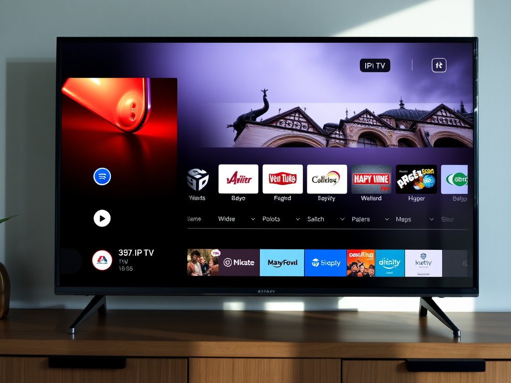 Stable Xtream IPTV Player interface displaying channel grid on smart TV screen